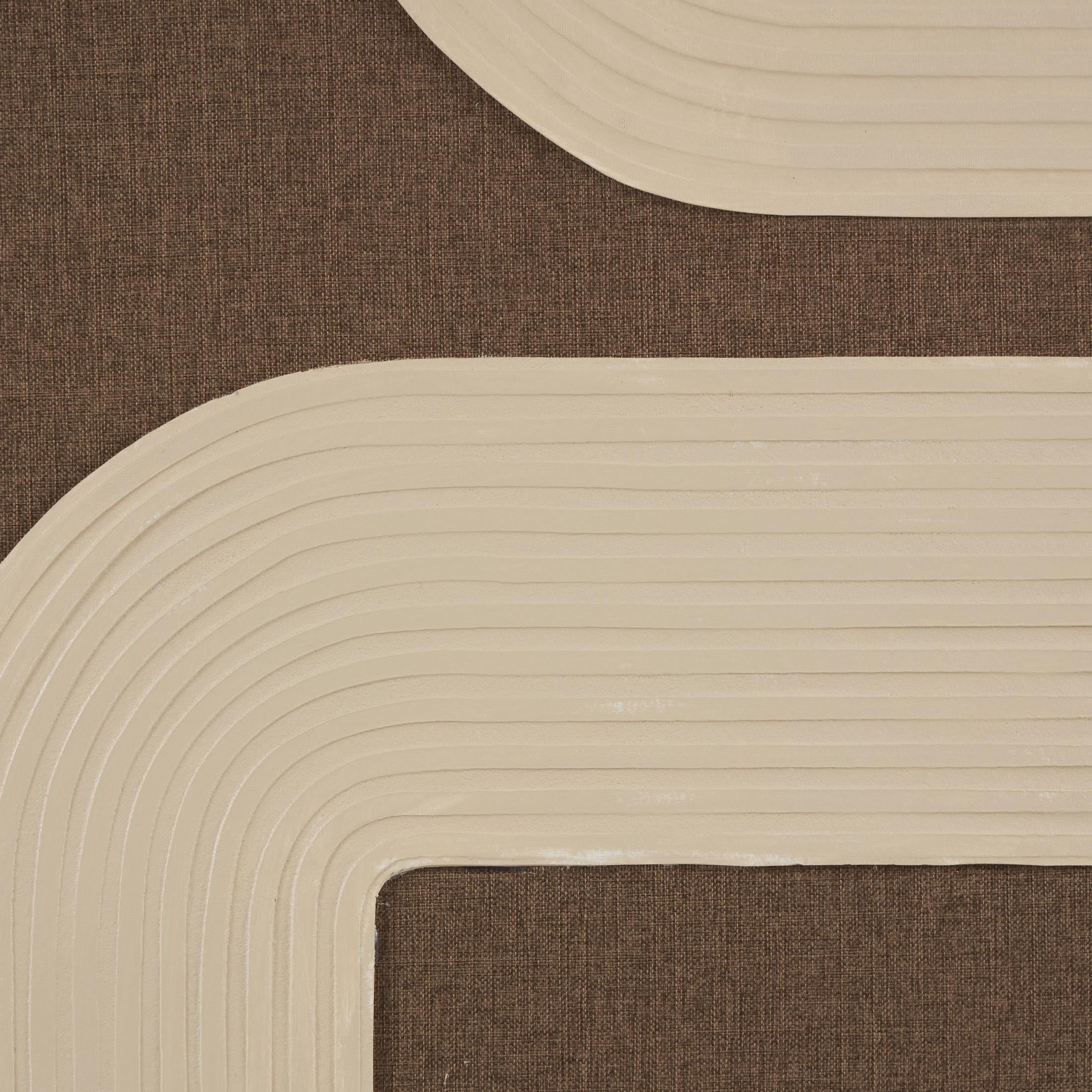 33" x 49" Abstract Framed Wall Art with Tan Ribbed Arches, by DecMode