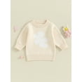 thumbnail image 2 of Bslissey Toddler Girls Casual Knit Sweater Long Sleeve Flower Print Pullovers Infant Crew Neck Warm Jumper Tops Fall Casual Knitwear for Daily 6M 12M 24M 3T 4T, 2 of 8