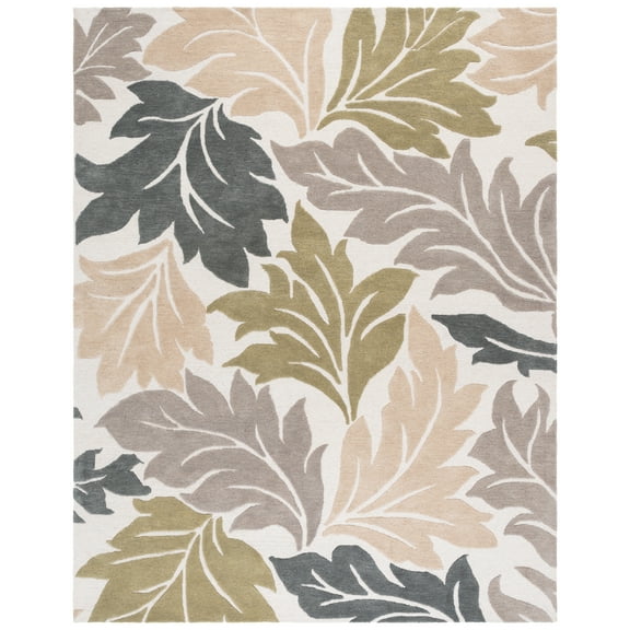 SAFAVIEH Jardin Aiden Leaves Area Rug, Ivory/Gray, 8' x 10'