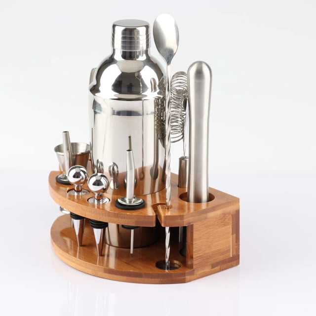 12-Pcs Bartender Kit Cocktail Shaker Set with Bamboo Stand Stainless Steel Bar Tools Including Martini Shaker drink mixer shaker set