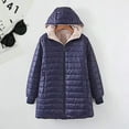 thumbnail image 3 of Winter Down Coat Thickened Padded Plush Hood Mid Length Full Zipper Windproof Long Sleeves Pockets Warm Daily Wear Outwear Cotton Jacket, 3 of 8