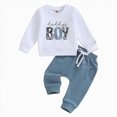 thumbnail image 4 of NOLDARES Toddler Boy Fall Winter Outfits 2pcs Clothes Set Print Long Sleeve Pullover Sweatshirt + Joggers Pants Casual Clothing(Blue,18M/90), 4 of 6