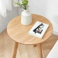 thumbnail image 5 of Hassch Natural Oak Round End Table, Solid Wood 3-Leg Side Table for Bedroom or Living Room, Multi-Functional Accent Table, Easy Assembly, 17.7" Dia x 19.7"H, 5 of 7