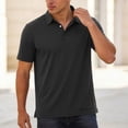 thumbnail image 4 of COSFO Black Big And Tall Polo Shirts for Men Casual Waffle Short Sleeve Classic T-Shirt Golf Performance Collared Loose Fit Pullover Tops, 4 of 8