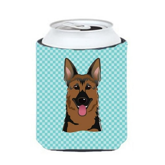Checkerboard Blue German Shepherd Can Or Bottle Hugger, 12 Oz.