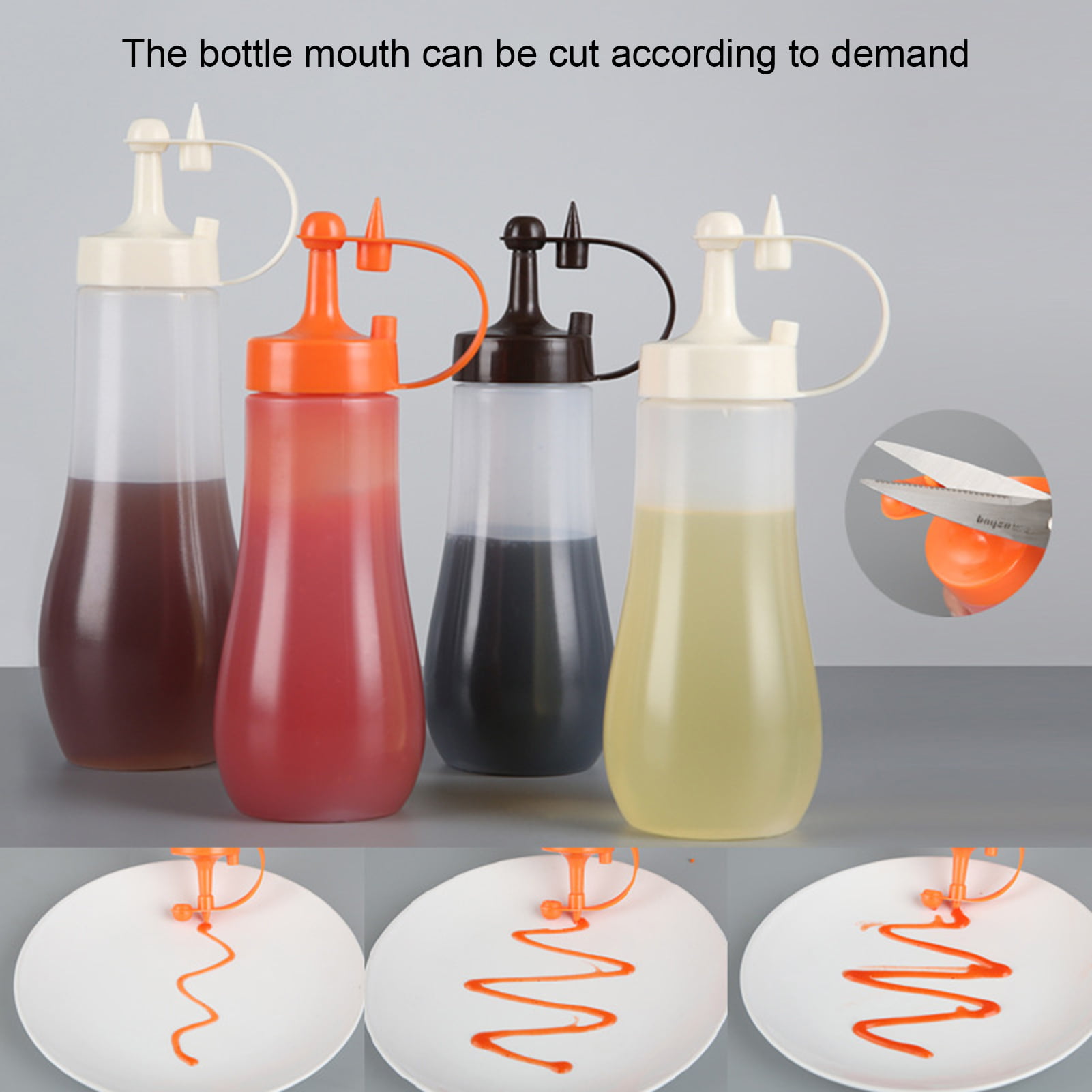 2/510pc 30/60/100/120ML Squeeze Bottle for Sauce Plastic Squirt Container  Refillable Bottle with Cap for Kitchen Glue Container
