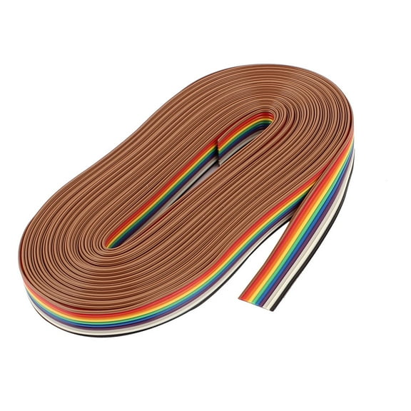 8M 10 Way Rainbow Color Flat Ribbon Cable IDC Wire for  DIY