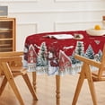 thumbnail image 4 of Christmas Tablecloth 60×84 Inch Rectangular, Winter Snowman House Christmas Trees Blue Washable Table Cover for Party Picnic Dinner Decor, 4 of 6