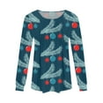 thumbnail image 4 of Christmas Shirts for Women Fall Tops Loose Fit Pleated Long Sleeve Shirts Casual Crew Neck Christmas Print Blouse Plus Size Tees, 4 of 5
