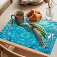 thumbnail image 3 of Blue Sea Turtle Coastal Placemats Set of 6 Nautical Summer Ocean Beach Place Mats Indoor Wipeable Table Mats Washable Cloth Dining Table Placemats for Kitchen Holiday Party Home Decor 13x19 Inch, 3 of 9