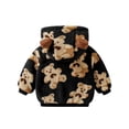 thumbnail image 2 of TiaoBug Baby Boys Girls Cute Bear Printed Fleece Hoodies Zipper Fuzzy Hooded Jacket Winter Outerwear Black 9-12 Months, 2 of 3