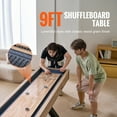 thumbnail image 2 of KFFKFF Shuffleboard and Bowling Table, 9 ft, Dual-Use for Home Entertainment Spaces, Includes Durable Playing Surface, Sturdy Legs, 8 Pucks, Bowling Pins, Wax, and Brush, 2 of 9
