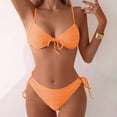 thumbnail image 2 of UTSJKR Women's Trendy Bikini Sets V Neck 2 Piece Triangle Bathing Suit Ruched Drawstring Swimsuits Soft Beachwear Orange XL, 2 of 6