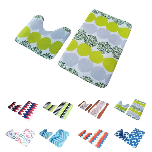 2pcs/set Soft Microfiber Bath Mats Sets Non Slip Non Slip U Shape Bath Carpet Set