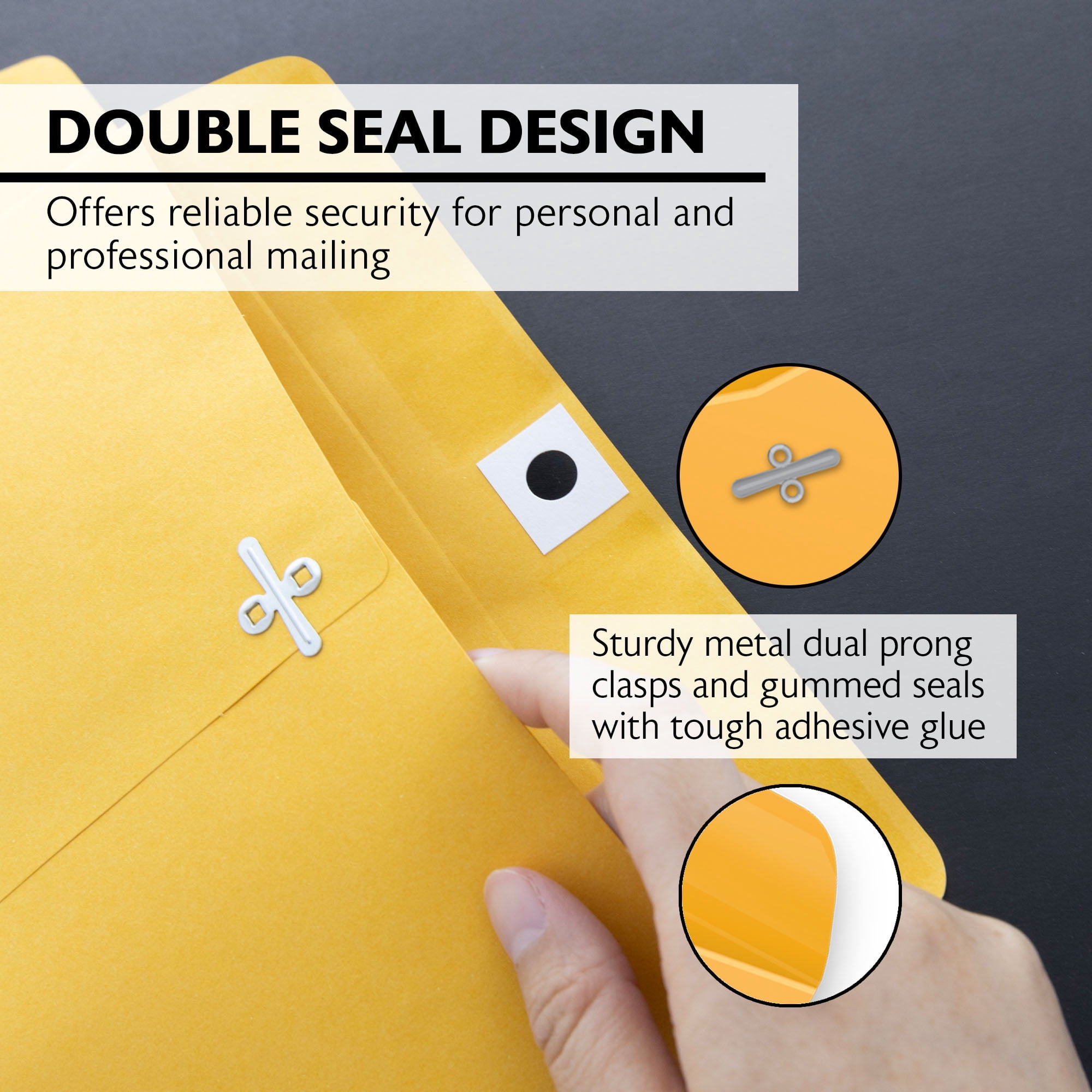 BAZIC Clasp Envelope 10" x 15", Gummed Seal Eyelet Closure, Brown Kraft Paper Catalog Mailing Envelopes (100/Pack), 5-Packs