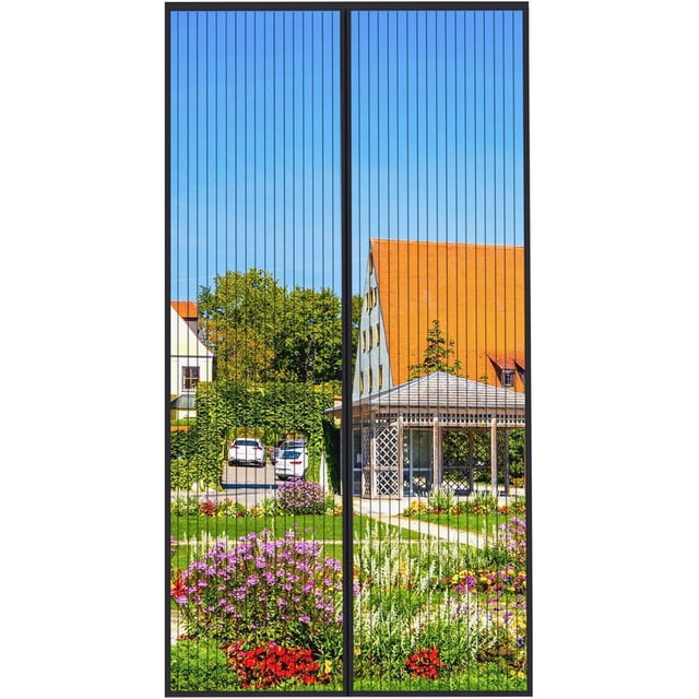 Mosquitera Negra Puerta Magnética 140x240cm Cortina Antimoscas Tira Adhesiva Cierre Automático Malla Ultra Fina Instalación Fácil Sin Herramientas para Niños y Mascotas
