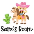 thumbnail image 2 of Cactus Desert Little Cowgirl Roper Personalized Name Cowboy Chaps Rodeo Horse Pony Bull Steer Stallion Roper Holiday Gift Decorating Ideas Bedroom Wall Decal Sticker - Size: 20 In X 18 In, 2 of 5