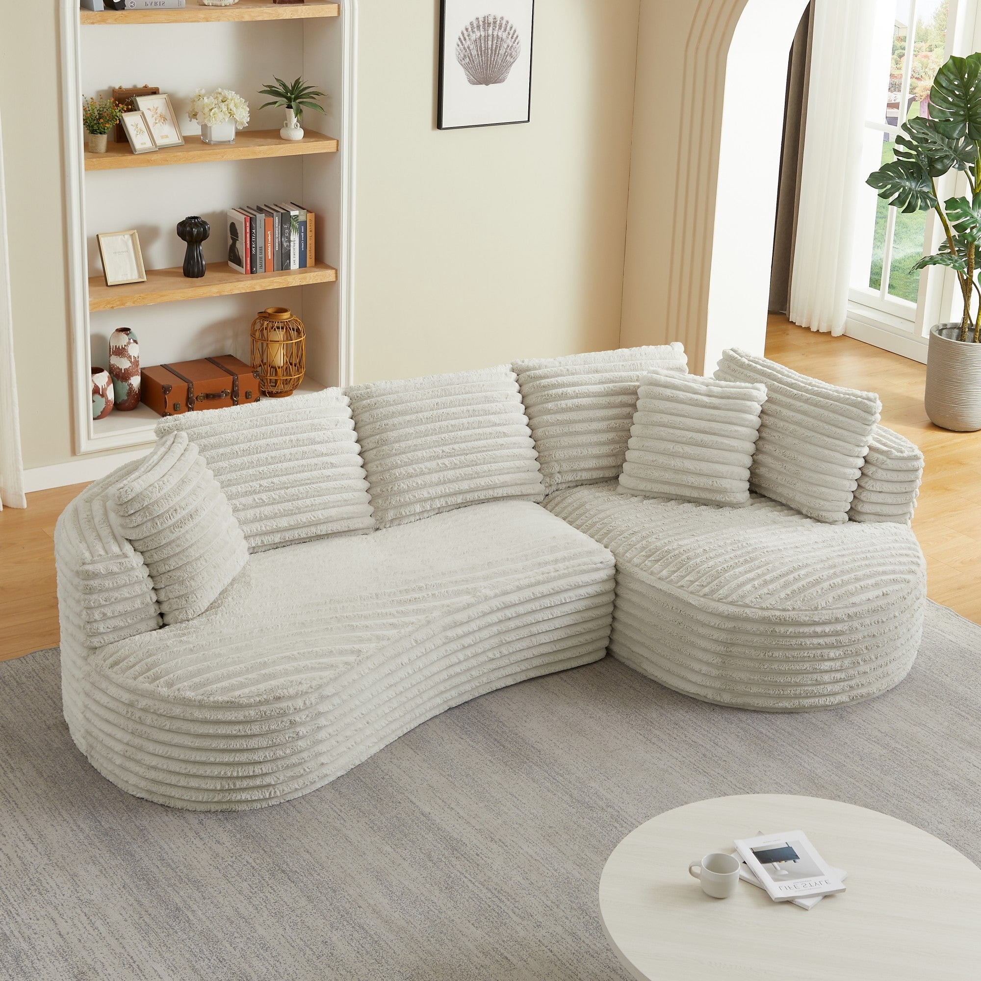 Sailvan Modern Curved L-Shape Luxury Sectional Sofa, Comfy Sleeper Couch,No Assembly Required