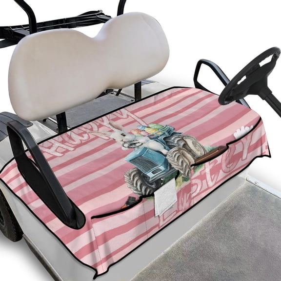Whosucclay with Pockets Golf Cart Seat Cover for Daily All-Weather Use, with Storage Pockets Breathable Towel Seat Cover, Bunny Tractor Easter