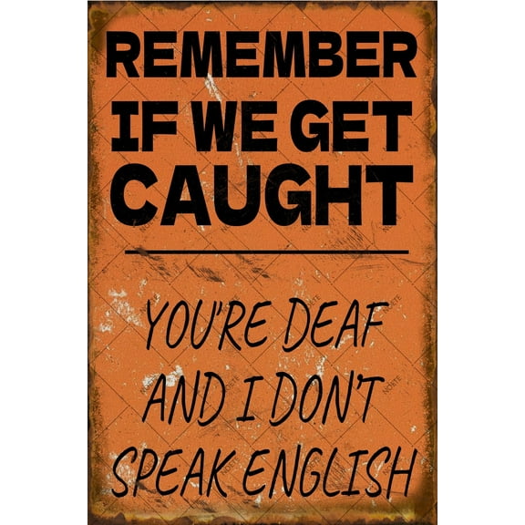 Noete Funny Man Cave Decor Tin Sign Vintage 8x12 Inch Metal Wall Art for Garage, Bar, Home & Office - "If We Get Caught" Humorous Sign