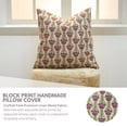 thumbnail image 3 of Fabdivine “Lotus Bloom” Cushion Cover – Hand Block Printed Pink Linen Blend Pillow for Farmhouse & Boho Décor, 3 of 6