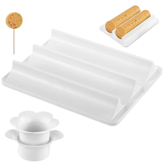 Cake Pop Mold Set with Tray, Includes 1.75 in Round Cutter, Pusher, and Dual-cavity Tray, Cake Pop Making Supplies for DIY Baking, Parties, Weddings