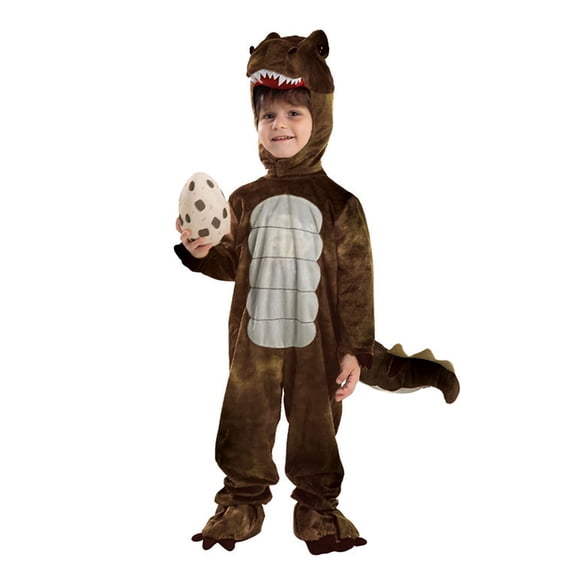 Ticikt Dinosaur Romper for Boys Cute Jumpsuit Play Pretend Dress Up Outfit for Kids Party Performance,Color:Brown,Size:7-8 Years
