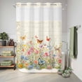 thumbnail image 6 of No Hook Shower Curtain, Spring Summer Botanical Shower Curtains for Bathroom with See Through Top Window, Butterfly Floral Vintage Waterproof & Washable Bath Curtain 60"x72", 6 of 9
