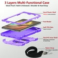 thumbnail image 5 of for Samsung Galaxy Tab A9+ 11.0" 2023 SM-X210 / SM-X215 / SM-X216 Rugged Shockproof Case, 360 Rotating Hand Strap & Stand, Shoulder Strap, TPU PC 3 Layers Multi-Functional Cover - Purple, 5 of 9