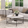 thumbnail image 3 of Henn&Hart Black Bronze and Faux Marble Round Coffee Table, 3 of 7