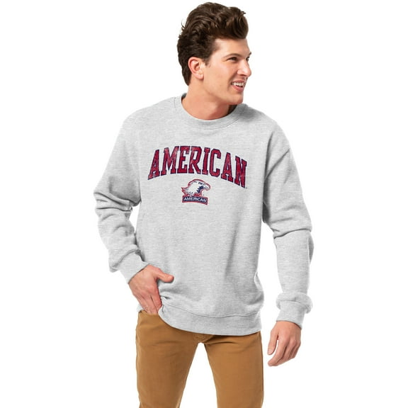 Men's-League Collegiate Wear  Heather Gray American University Eagles Essentials 2.0 Pullover Sweatshirt