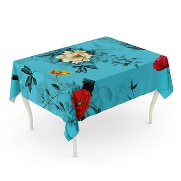 SIDONKU Flowers Poppy Wild Roses Chamomile Camomile Cornflower Lily Tablecloth Table Desk Cover Home Party Decor 60x104 inch