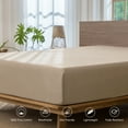 thumbnail image 5 of MooMee 100% Washed Cotton Queen Fitted Sheet Only Linen Like Textured Extra-Deep Pocket Breathable Soft 1-Piece(Taupe, 60"x80"), 5 of 6
