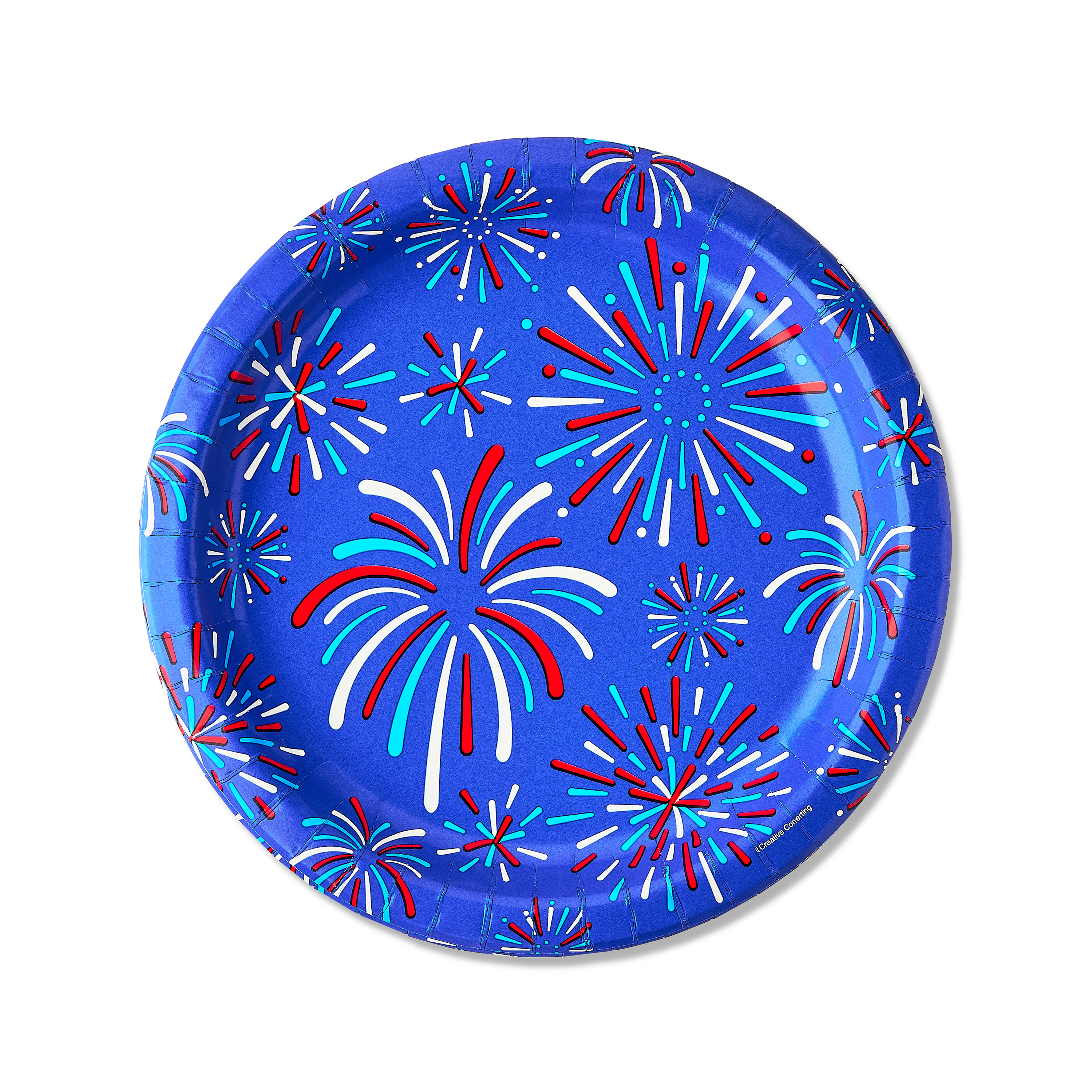Patriotic Fireworks Disposable Paper Plates, 10", Red/White/Blue, 8 Count, by Way To Celebrate