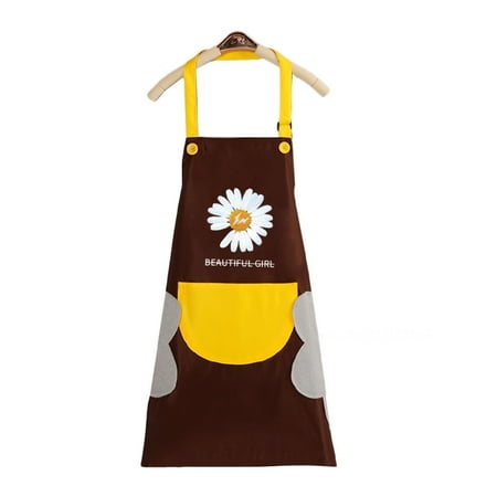 

QING SUN Apron Small Daisy Apron Waterproof and Oil-proof Can Home Wipe Hands Sleeveless Apron Halter Apron 1 Pieces