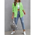 thumbnail image 3 of Elippeo Women's Spring Autumn Denim Coat Lapel Long Sleeve Solid Color Button Up Ripped Jacket, 3 of 6