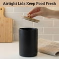 thumbnail image 4 of Ceramic Kitchen Canisters for Countertop Set of 3 with Airtight Bamboo Lids - Black Kitchen Canisters with Airtight Lids - Flour Sugar Canister Set - Flour and Sugar Containers Farmhouse - Coffee Jar, 4 of 4