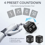 Rotating Pomodoro Timer 5, 25, 10 50 Minutes Preset, Desk Productivity Flip Timer for Work, Study, Kitchen,Black