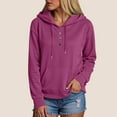 thumbnail image 2 of idosla Womens 2025 Hoodies Button Collar Drawstring Hooded Pullover Sweatshirt Casual Long Sleeve Tops Shirts (Purple, XL), 2 of 6