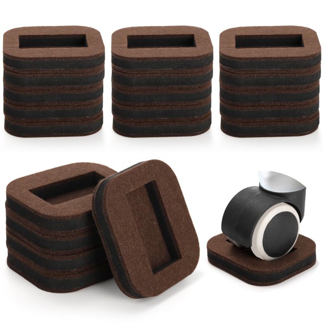 Paquete de 20 tazas de fieltro para muebles, almohadillas antideslizantes para ruedas inferiores, tope deslizante para rueda de cama, protector de suelo de madera dura