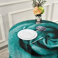 thumbnail image 6 of SKYSONIC Turquoise Rose Tablecloth Round Tablecloths Polyester Tablecover Cloths Washable Tabletop Runner Kitchen Party Picnic Dining Home Decor 60inch, 6 of 7