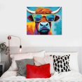 thumbnail image 3 of Orinice  Highland Cow Canvas Wall Art Colorful Animals Painting Print Graffiti Cow Wearing Sunglasses Picture Home Decor Frame (20x16in) 20x16in, 3 of 3