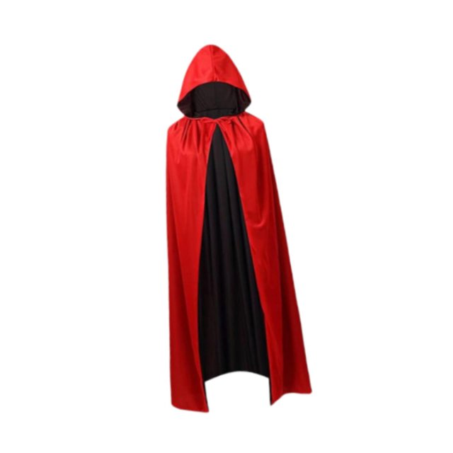 Capa de Halloween, capa de , capa de , túnica de mago, capa medieval para suministros de fiesta, accesorio de fotografía Capucha negra y roja