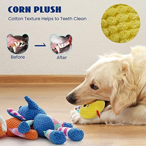 Stuffed Crinkle Squeaky Dog Toys: 5 Pack Cute Animal Plush Toys for Small Medium Size Dogs, Durable Puppy Chew Toys for Boredom and Calming Aid, for Dogs