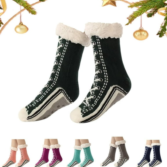 Hygosport Socks, Ultra-Thick Winter Warm Slipper Socks for Women, Cute Christmas Soft Knit Non-Slip Home Socks