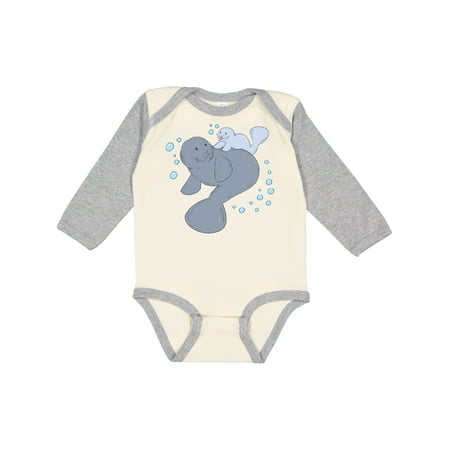 

Inktastic Cute Manatees with Bubbles Gift Baby Boy or Baby Girl Long Sleeve Bodysuit