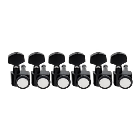 Musiclily Pro 6-in-line 2-pins Guitar Locking Tuners Machine Heads Tuning Pegs Keys Set for Fender Strat/Tele Style Guitar, Black
