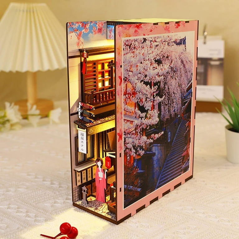 Book Nook Forest Kit DIY 3D Wooden Puzzles Dollhouse Bookshelf Insert  Diorama Decor Alley Personalized Assembled Bookends Build-Creativity Kit  with
