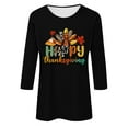 thumbnail image 3 of APEXFWDT Women's Plus Size Thanksgiving T-Shirt - 3/4 Sleeve Crew Neck Turkey Print Casual Tee, Festive Daily Wear,XXXXL,Black, 3 of 4