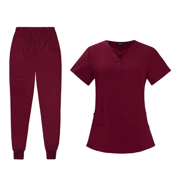 Conjunto de uniformes de enfermería para mujer, pantalones exfoliantes, ropa de trabajo fina, uniforme de enfermeras para SPA, salón de belleza XL Yinane uniforme de mujer